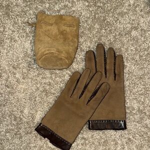 Loewe Tan and Brown Leather Gloves